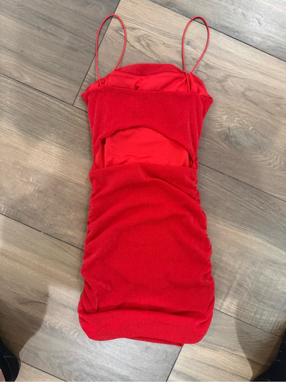 Princess Polly Red Sleeveless Ruched Dress cut out in back